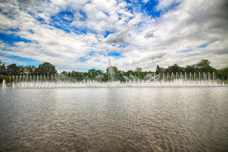 WROCLAW, POLAND - AUGUST 04, 2017: Pergola - a 640 meter long structure built in 1913. Pergola surrounds Wroclaw Multimedia Fountain.のeditorial素材