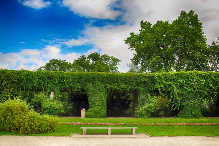 WROCLAW, POLAND - AUGUST 04, 2017: Pergola - a 640 meter long structure built in 1913 in the shape of a semi-ellipse as an integral part of the Centennial Hallâs Exhibition Grounds.のeditorial素材