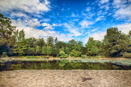WROCLAW, POLAND - AUGUST 04, 2017: Japanese Garden is situated in the vicinity of the historical Pergola and Centennial Hall. It represents one of few traces after the World Expo in 1913.のeditorial素材