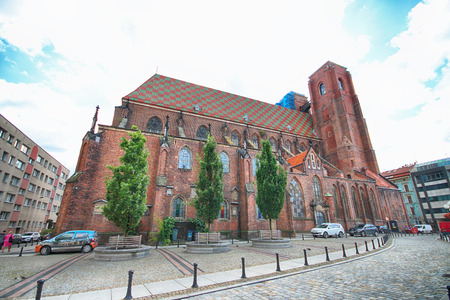 WROCLAW, POLAND - AUGUST 23, 2017: Cathedral of St. Mary Magdalene is one of the oldest temples in the city. Built in 1226-1232, it was the first parish church, gathering the then German colonists.のeditorial素材