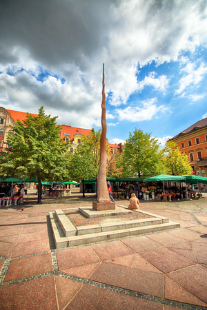 WROCLAW, POLAND - AUGUST 23, 2017: Wroclaw Old Town. Salt Square. City with one of the most colorful market squares in Europe. Historical capital of Lower Silesia, Poland, Europe.のeditorial素材
