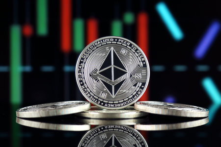 Physical version of Ethereum (ETH). Conceptual image for investors in cryptocurrency, Blockchain...