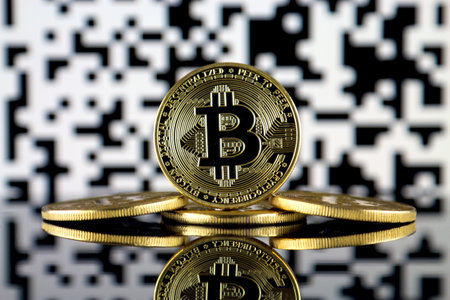 Bitcoin (BTC) and QR Code (Bitcoin Wallet Address) concept.