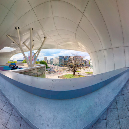WROCLAW, POLAND - MAY 03, 2019: Wroclavia Shopping Center in Wroclaw near Main Railway Station (Wroclaw Glowny) and Main Bus Station. A unique architectural project.のeditorial素材