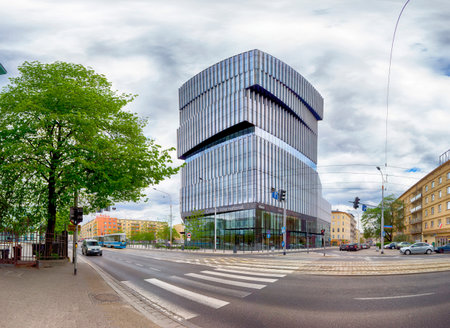 WROCLAW, POLAND - MAY 03, 2019: Silver Tower Center near Main Railway Station in Wroclaw.のeditorial素材