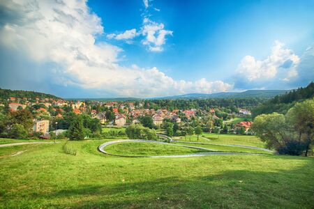 POLANICA ZDROJ, POLAND - AUGUST 26, 2019: Polanica Zdroj is a spa town in southern Poland with modern equipped medical facilities and a developed residential infrastructure for patients and touristsのeditorial素材