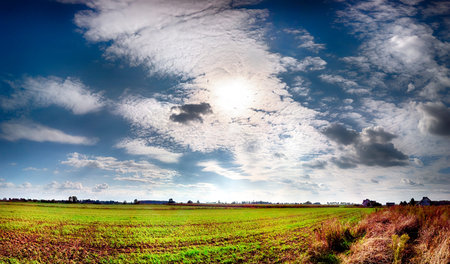 Beautiful, colorful fields at the end of September near Wroclaw, Poland.