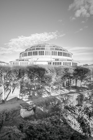 WROCLAW, POLAND - OCTOBER 18, 2019: Centennial Hall (People's Hall) in Wroclaw. The Hall inscription on UNESCO World Heritage List in 2006 emphasized the rank of this facility. Designed by Max Berg.のeditorial素材