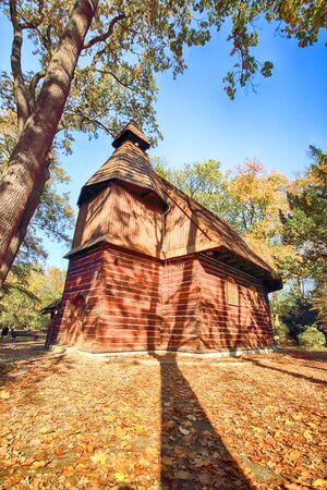 WROCLAW, POLAND - OCTOBER 18, 2019: John of Nepomuk church in Park Szczytnicki in Wroclaw, Poland. A marvellous, small, 14th-century wooden church, miraculously undamaged during the war.のeditorial素材