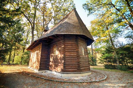 WROCLAW, POLAND - OCTOBER 18, 2019: John of Nepomuk church in Park Szczytnicki in Wroclaw, Poland. A marvellous, small, 14th-century wooden church, miraculously undamaged during the war.のeditorial素材