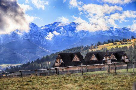 ZAKOPANE, POLAND - NOVEMBER 06, 2019: Tatra National Park in autumn. Polish Tatra Mountains landscape early morning, Zakopane, Poland, Europe.のeditorial素材