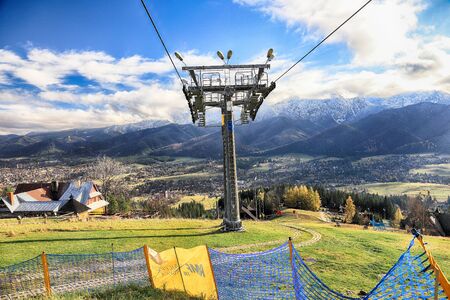 ZAKOPANE, POLAND - NOVEMBER 06, 2019: Tatra National Park in autumn. Polish Tatra Mountains landscape early morning, Zakopane, Poland, Europe.のeditorial素材