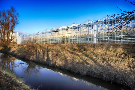 WROCLAW, POLAND - DECEMBER 03, 2019: Modern greenhouse complex located in Siechnice near Wroclaw, Poland, Europe. Citronex is a leading producer of greenhouse tomatoes in Poland.のeditorial素材