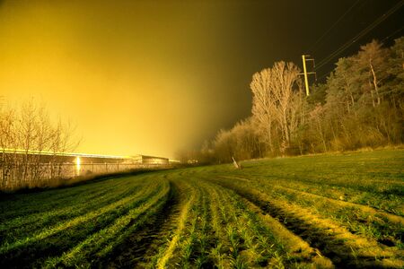 WROCLAW, POLAND - DECEMBER 03, 2019: Night view of the modern greenhouse complex, located in Siechnice near Wroclaw. Citronex is a leading producer of greenhouse tomatoes in Poland.のeditorial素材