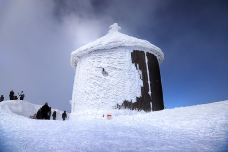 KARPACZ, POLAND - MARCH 08, 2020: St. Lawrence's Chapel in the Winter. A Roman Catholic chapel...