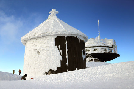 KARPACZ, POLAND - MARCH 08, 2020: St. Lawrence's Chapel in the Winter. A Roman Catholic chapel...