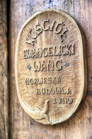 KARPACZ, POLAND - MARCH 09, 2020: Architectural detail of the old wooden temple Vang (Wang). Medieval Norwegian stave church which was transferred from Vang in Norway to Karpacz, Poland, Europe.のeditorial素材