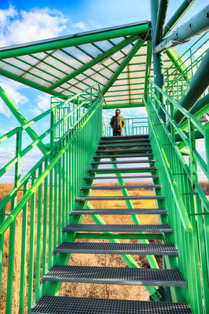 WROCLAW, POLAND - MARCH 11, 2020: The Kotowice observation tower is located just off the bank of the Oder and is 40 meters high. The structure was built in 2012, Wroclaw, Poland, Europe.のeditorial素材