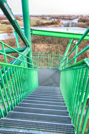 WROCLAW, POLAND - MARCH 11, 2020: The Kotowice observation tower is located just off the bank of the Oder and is 40 meters high. The structure was built in 2012, Wroclaw, Poland, Europe.のeditorial素材