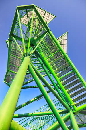 WROCLAW, POLAND - MARCH 11, 2020: The Kotowice observation tower is located just off the bank of the Oder and is 40 meters high. The structure was built in 2012, Wroclaw, Poland, Europe.のeditorial素材