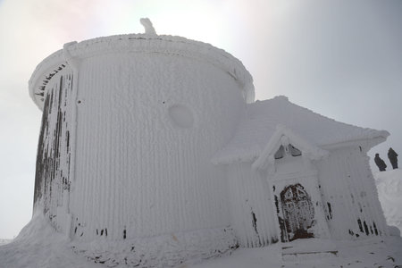 KARPACZ, POLAND - MARCH 08, 2020: St. Lawrence's Chapel in the Winter. A Roman Catholic chapel...