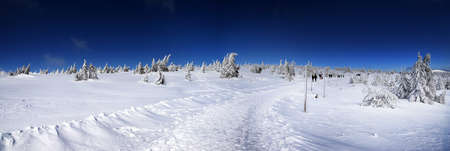 KARPACZ, POLAND - MARCH 08, 2020: Panoramic view of the Giant Mountains. Winter landscape. Karpacz, Poland, Europe.のeditorial素材