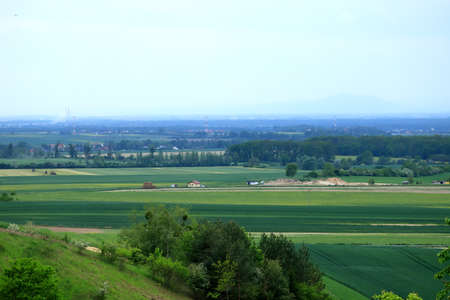 WROCLAW, POLAND - MAY 28, 2020: Panorama of Wroclaw, view from the Trzebnica hills (20 km in a straight line).のeditorial素材