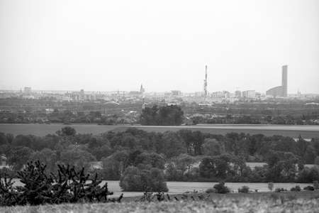 WROCLAW, POLAND - MAY 28, 2020: Panorama of Wroclaw, view from the Trzebnica hills (20 km in a straight line).のeditorial素材