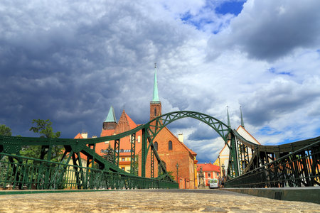 WROCLAW, POLAND - JUNE 23, 2020: Wroclaw Old Town. Cathedral Island (Ostrow Tumski) is the oldest...