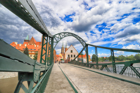 WROCLAW, POLAND - JUNE 23, 2020: Wroclaw Old Town. Cathedral Island (Ostrow Tumski) is the oldest...