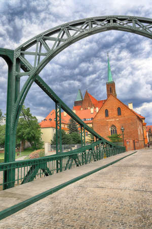 WROCLAW, POLAND - JUNE 23, 2020: Wroclaw Old Town. Cathedral Island (Ostrow Tumski) is the oldest part of the city. Historic buildings on a summer day.のeditorial素材