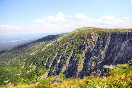 Summer landscape of Sniezne Kotly (literally Snowy Pits, Snowy Cirque, 1175 m above sea level), are two glacial cirques situated in Poland in the Sudetes in the Karkonosze National Park.の写真素材