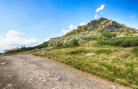 The rock formation Labski Szczyt or Violik (in Polish and Czech), is a mountain peak (1471 m above sea level) located in the Giant Mountains on the border between Poland and the Czech Republic.の写真素材