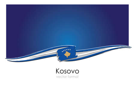 Kosovo Flag with colored hand drawn lines in Vector Formatのイラスト素材