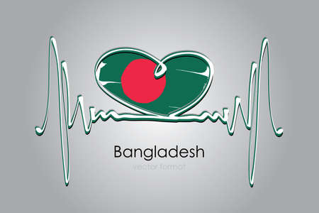 Hand painted heart and Bangladesh Flag in Vector Formatのイラスト素材