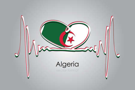 Hand painted heart and Algeria Flag in Vector Formatのイラスト素材