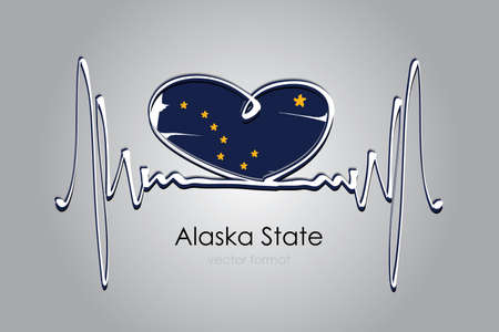 Hand painted heart and Alaska State Flag in Vector Formatのイラスト素材