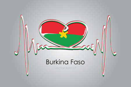Hand painted heart and Burkina Faso Flag in Vector Formatのイラスト素材