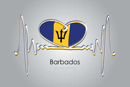 Hand painted heart and Barbados Flag in Vector Formatのイラスト素材