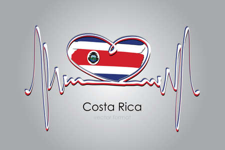 Hand painted heart and Costa Rica Flag in Vector Formatのイラスト素材