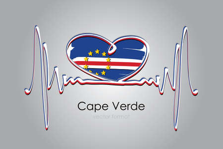Hand painted heart and Cape Verde Flag in Vector Formatのイラスト素材