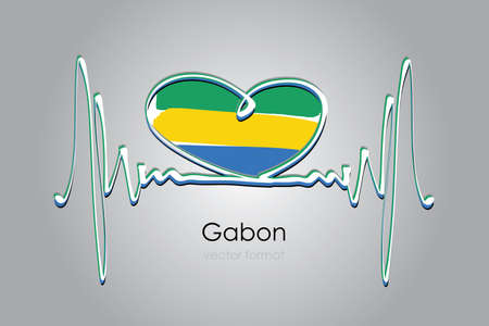 Hand painted heart and Gabon Flag in Vector Formatのイラスト素材