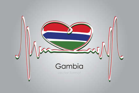 Hand painted heart and Gambia Flag in Vector Formatのイラスト素材