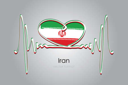 Hand painted heart and Iran Flag in Vector Formatのイラスト素材