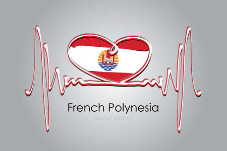 Hand painted heart and French Polynesia Flag in Vector Formatのイラスト素材