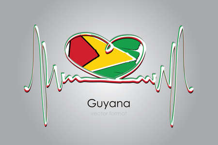 Hand painted heart and Guyana Flag in Vector Formatのイラスト素材