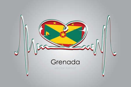 Hand painted heart and Grenada Flag in Vector Formatのイラスト素材