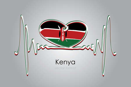 Hand painted heart and Kenya Flag in Vector Formatのイラスト素材