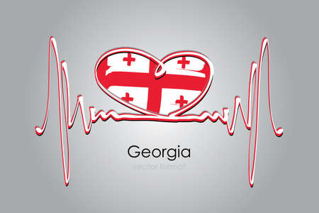 Hand painted heart and Georgia Flag in Vector Formatのイラスト素材
