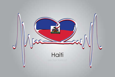 Hand painted heart and Haiti Flag in Vector Formatのイラスト素材